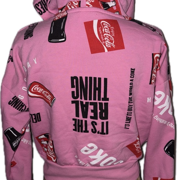 Coca-Cola Pink Graphic Hoodie Full Zip Fleece Official Merchandise Size M - Picture 3 of 16